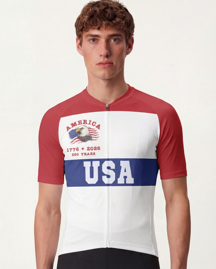 RockBros Men's Retro Graphic America 250 Cycling Jersey