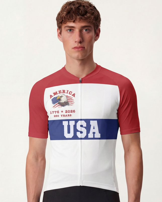 RockBros Men's Retro Graphic America 250 Cycling Jersey