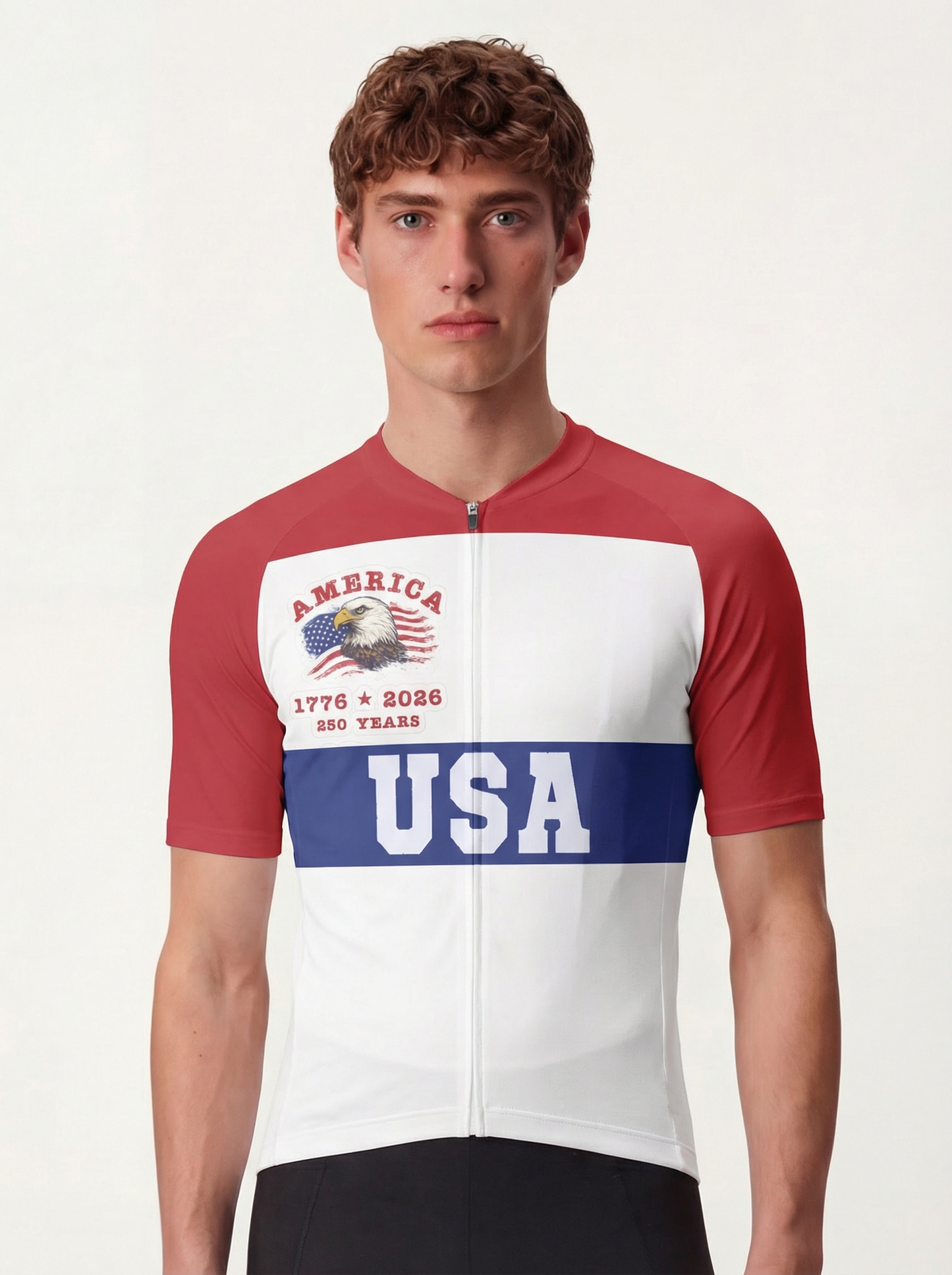RockBros Men's Retro Graphic America 250 Cycling Jersey