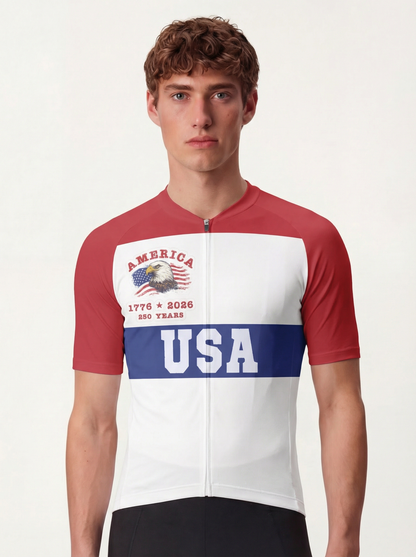 RockBros Men's Retro Graphic America 250 Cycling Jersey