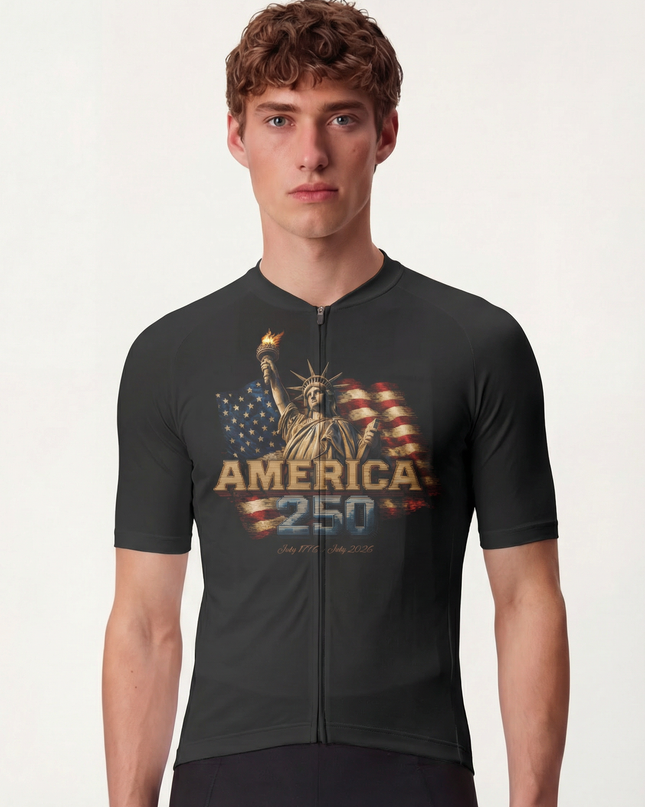RockBros Men's Retro Graphic Liberty 250 Cycling Jersey