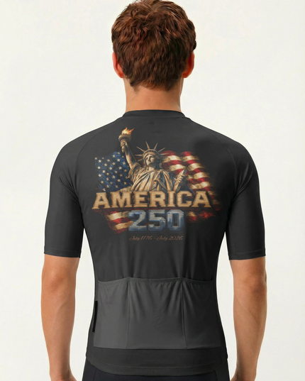 RockBros Men's Retro Graphic Liberty 250 Cycling Jersey