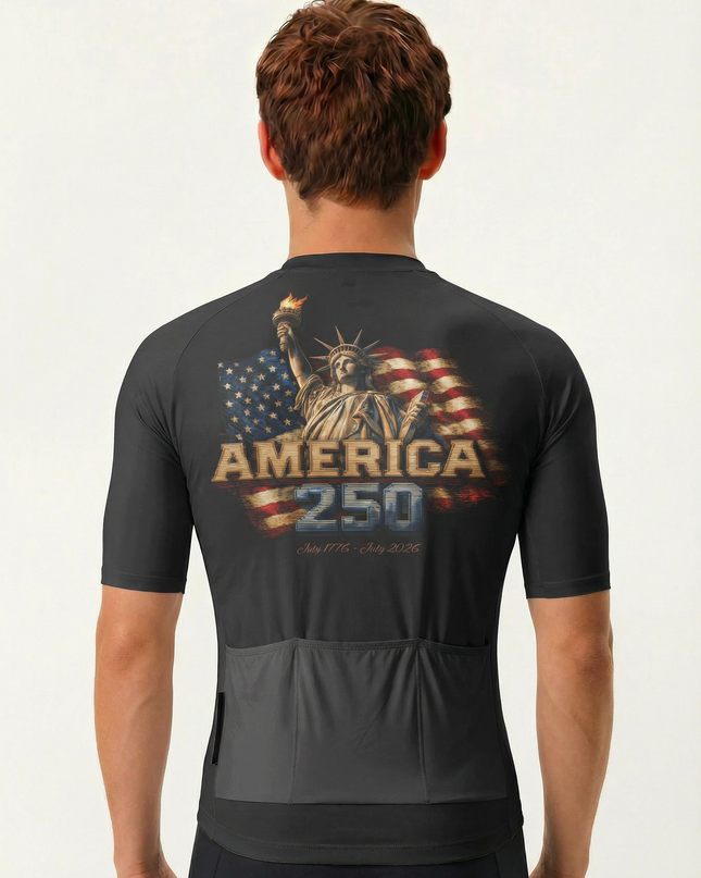 RockBros Men's Retro Graphic Liberty 250 Cycling Jersey