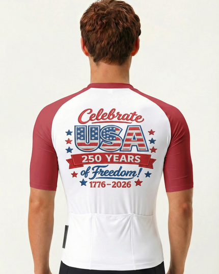 RockBros Men's Retro Graphic America 250 Cycling Jersey
