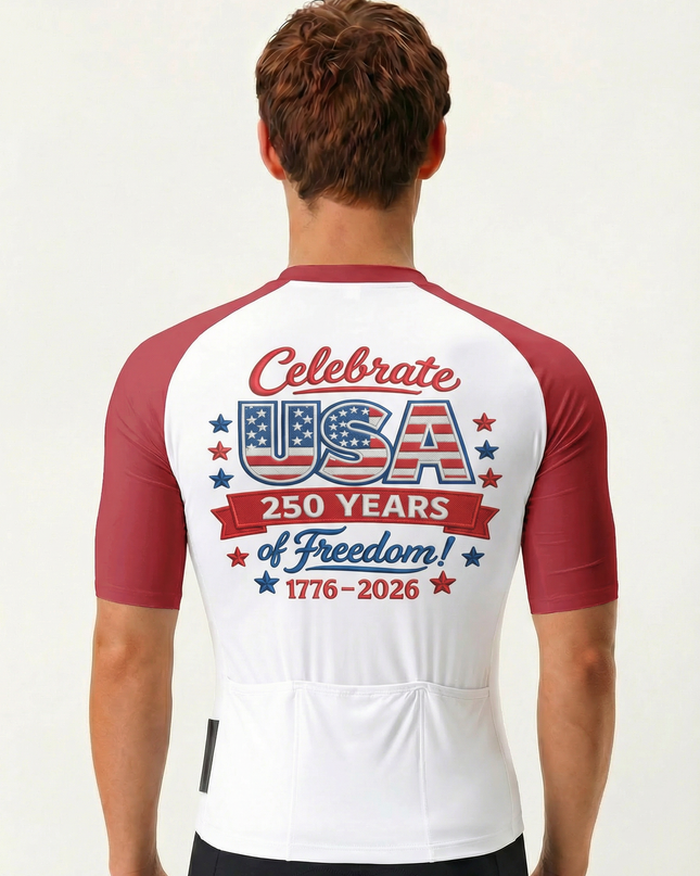 RockBros Men's Retro Graphic America 250 Cycling Jersey