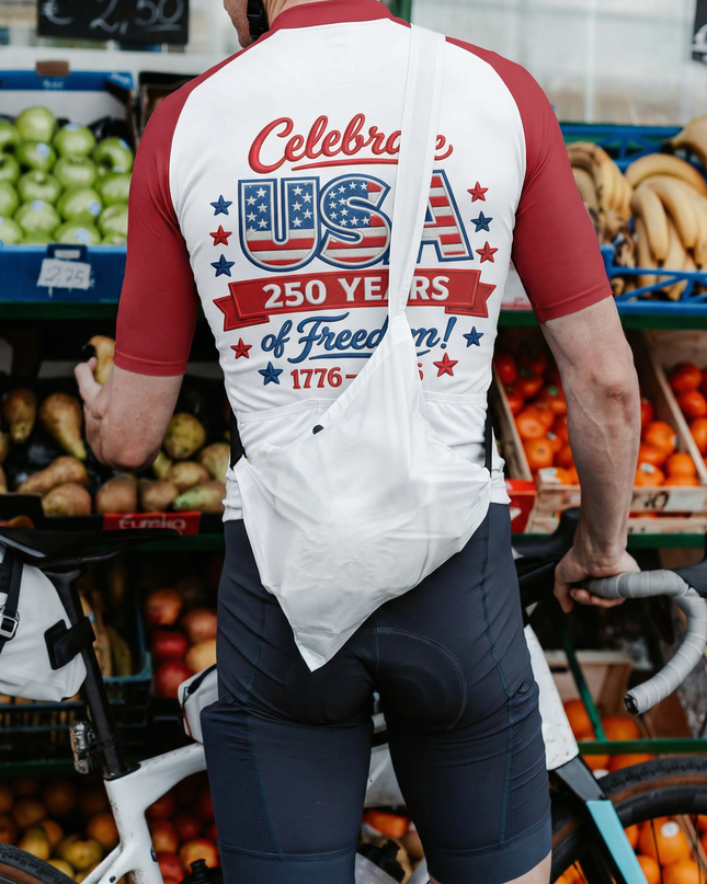 RockBros Men's Retro Graphic America 250 Cycling Jersey