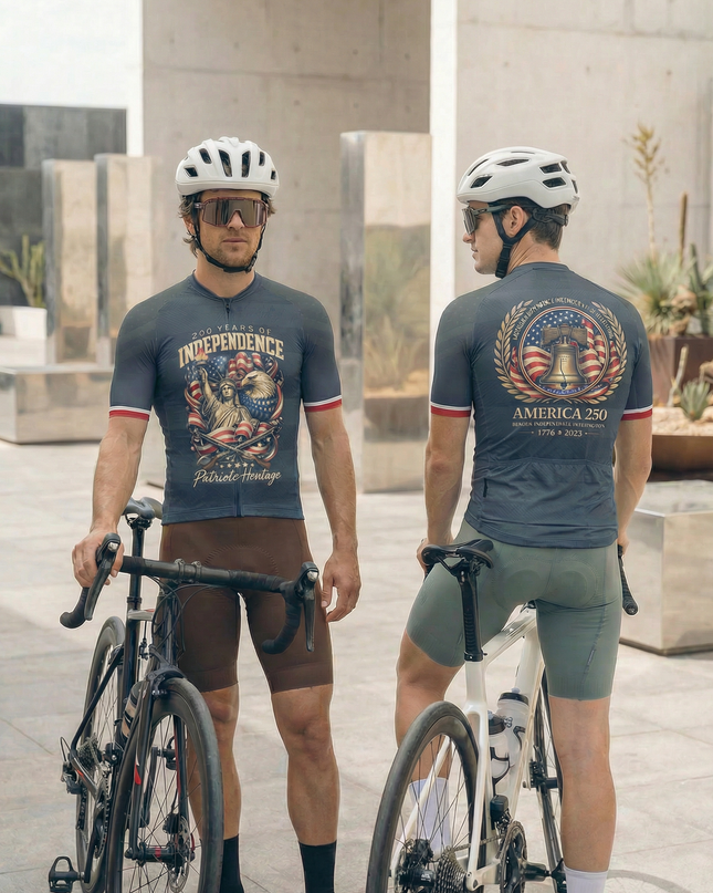 RockBros Men's Retro Graphic Independence Bell Cycling Jersey