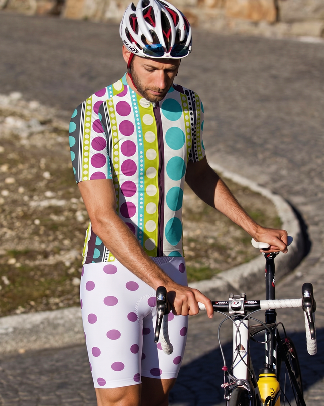 ROCKBROS Men's Rhythmic Stripe & Dot Pro Aero Jersey