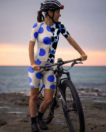 ROCKBROS Women's Cobalt Dot All-Weather Pop-Art Pro Bib Shorts