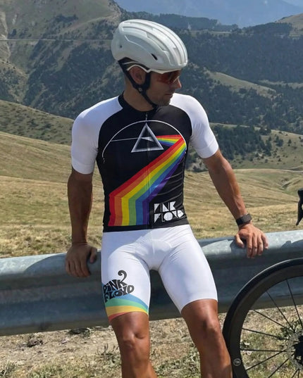 ROCKBROS Men's Prismatic Rhythm Pink Floyd Tribute Pro Bib Shorts