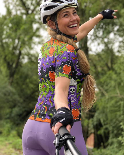 ROCKBROS Women's Halloween Candy Skull Print Short Sleeve Cycling Jersey