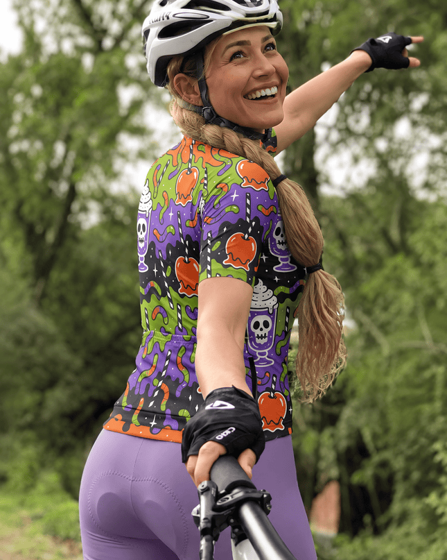 ROCKBROS Women's Halloween Candy Skull Print Short Sleeve Cycling Jersey