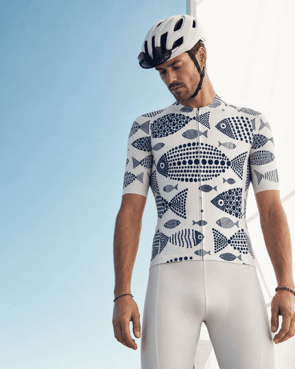 ROCKBROS Men's Artistic Fish Pointillism Short Sleeve Pro Aero Cycling Jersey