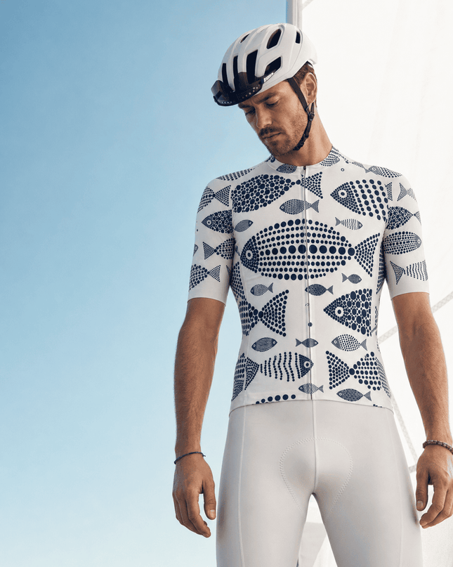 ROCKBROS Men's Artistic Fish Pointillism Short Sleeve Pro Aero Cycling Jersey