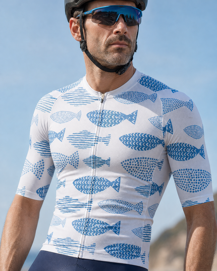 ROCKBROS Men's Ocean School Nature Print Pro Aero Cycling Jersey