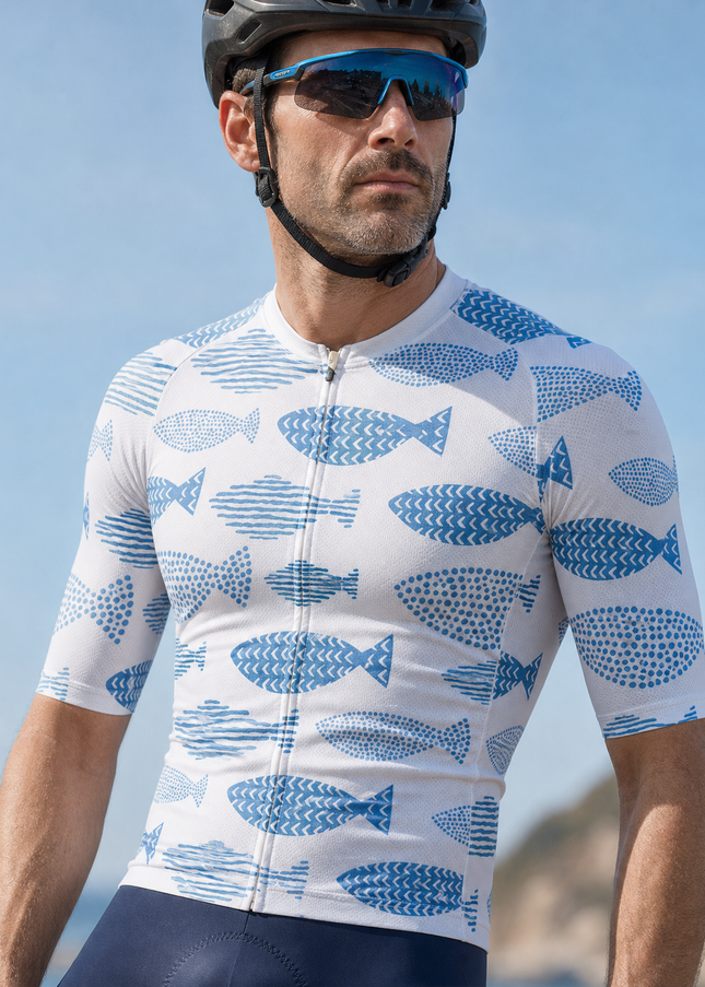ROCKBROS Men's Ocean School Nature Print Pro Aero Cycling Jersey