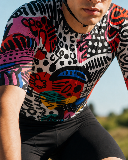 ROCKBROS Men's Graffiti Rhapsody Abstract Art Pro Aero Cycling Jersey