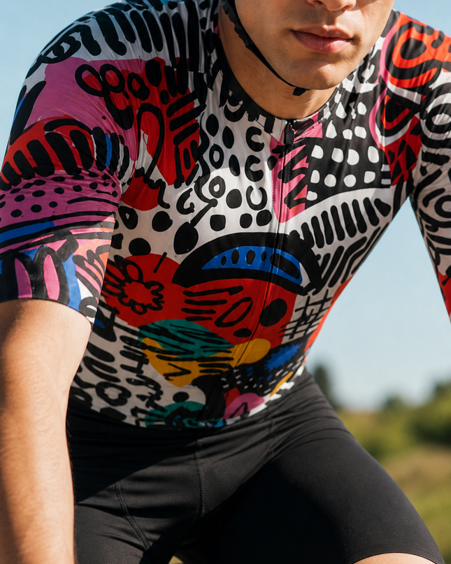 ROCKBROS Men's Graffiti Rhapsody Abstract Art Pro Aero Cycling Jersey
