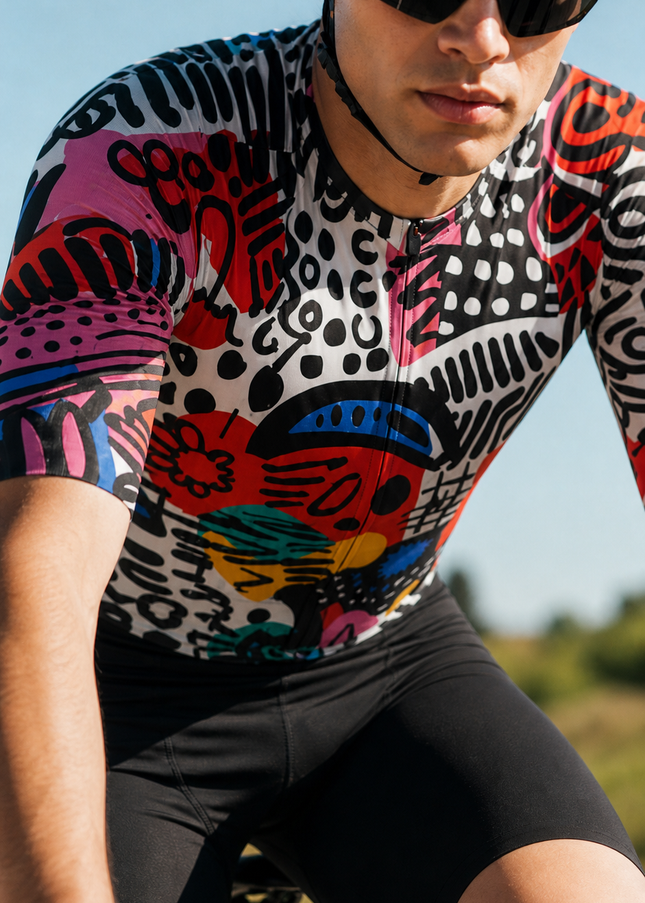 ROCKBROS Men's Graffiti Rhapsody Abstract Art Pro Aero Cycling Jersey