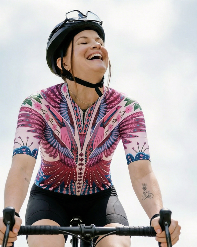 ROCKBROS Women's "Flamingo Symphony" Symmetrical Folk Art Pro Aero Jersey