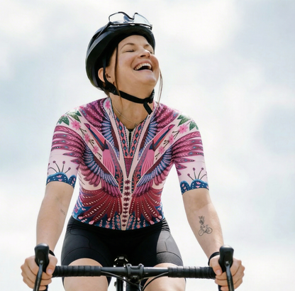 ROCKBROS Women's "Flamingo Symphony" Symmetrical Folk Art Pro Aero Jersey