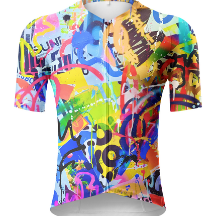 Men's Urban Chaos Pop Graffiti Art Pro Aero Jersey Tailored with Stretch Fit for Race-Inspired Silhouette – Front View