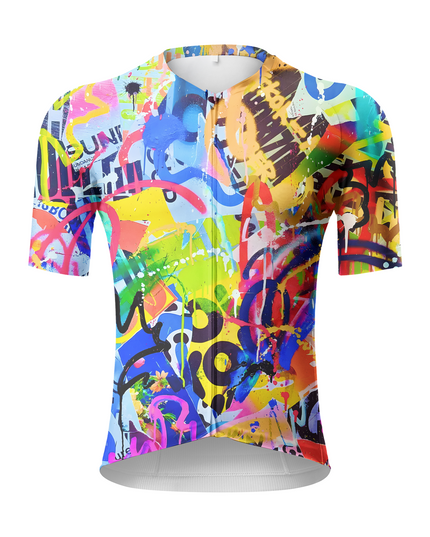 Men's Urban Chaos Pop Graffiti Art Pro Aero Jersey Tailored with Stretch Fit for Race-Inspired Silhouette – Front View