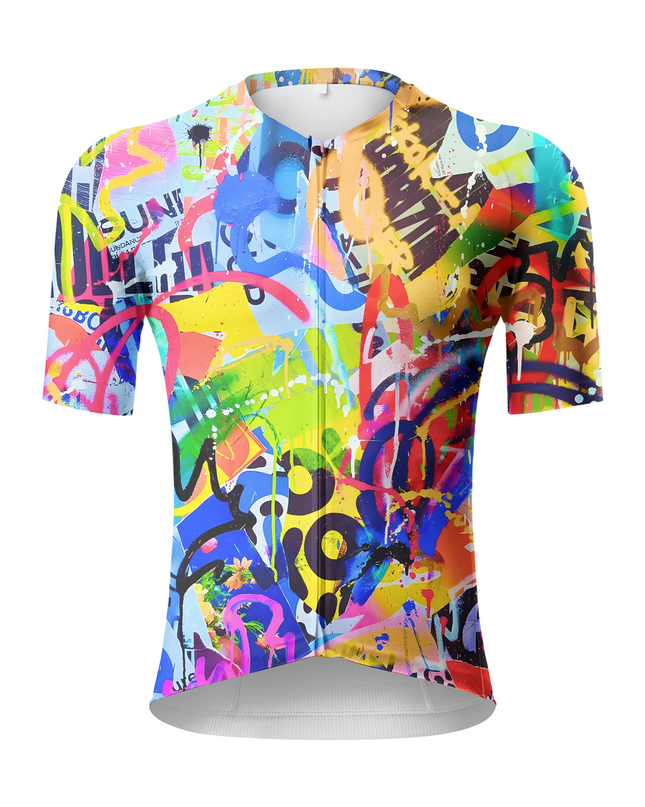 Men's Urban Chaos Pop Graffiti Art Pro Aero Jersey Tailored with Stretch Fit for Race-Inspired Silhouette – Front View