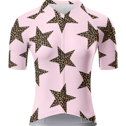 Women's Stellar Wild All-Weather Leopard-Star Pro Jersey Tailored with Stretch Fit for Race-Inspired Silhouette – Front View