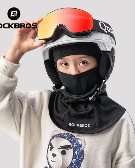 ROCKBROS Children‘s Winter Cycling Caps Riding Face Cover Windproof Outdoor Hiking Warm Neck Face Breathable Bike Hat Balaclava