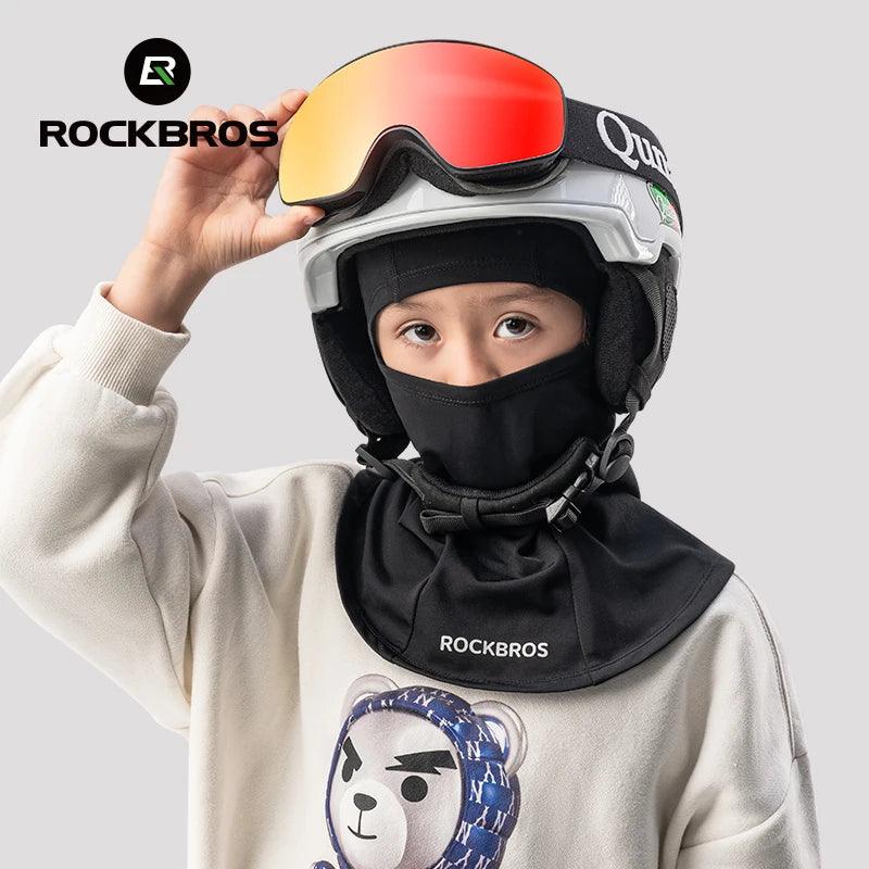 ROCKBROS Children‘s Winter Cycling Caps Riding Face Cover Windproof Outdoor Hiking Warm Neck Face Breathable Bike Hat Balaclava