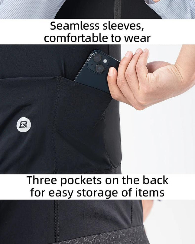 ROCKBROS Cycling Jersey Breathable Long Sleeved Quick Drying With Rear Pocket Bicycle Clothing Non-slip Sweatshirt Cycling Suit