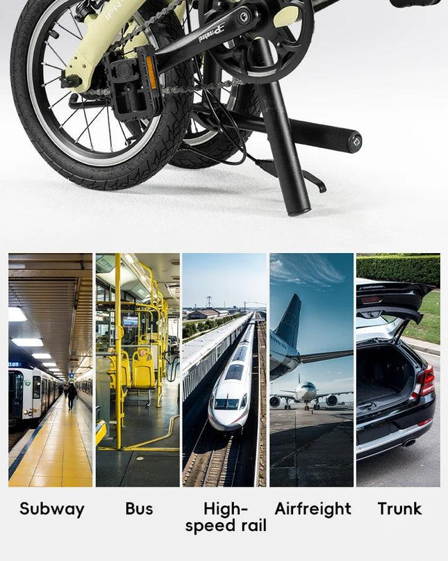ROCKBROS Portable Folding Bike 14 inch Aluminium Alloy Bike Frame V Brake Lightweight Adult Folding Bicycle
