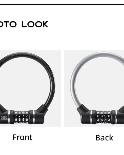 ROCKBROS Portable Bicycle Steel Cable Lock 4-Digit Password PVC Waterproof Dustproof Bike Lock Safety Lock MTB Road Accessories