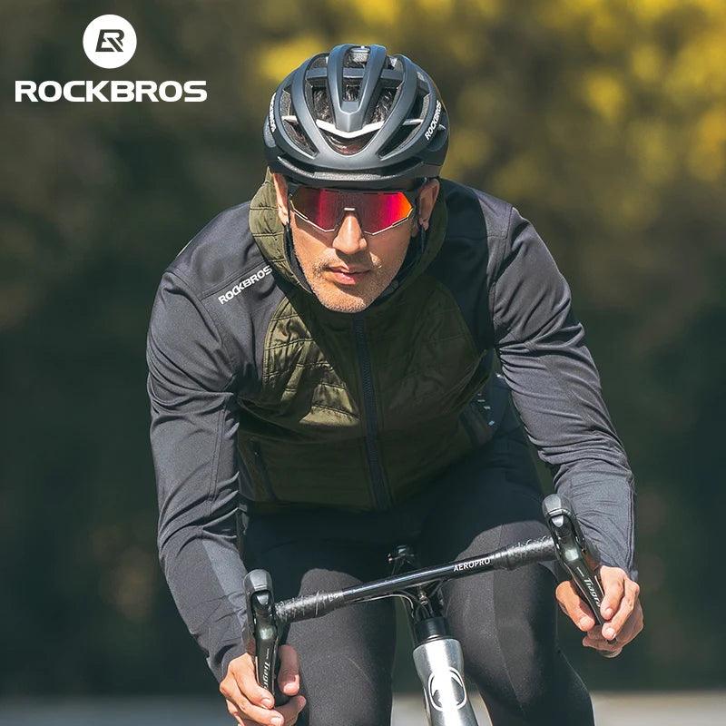 ROCKBROS Warm Winter Cycling Jersey  Ultralight Down Jacket Long Sleeve Bicycle Clothing Thermal Fleece Resistant Ciclismo Coat