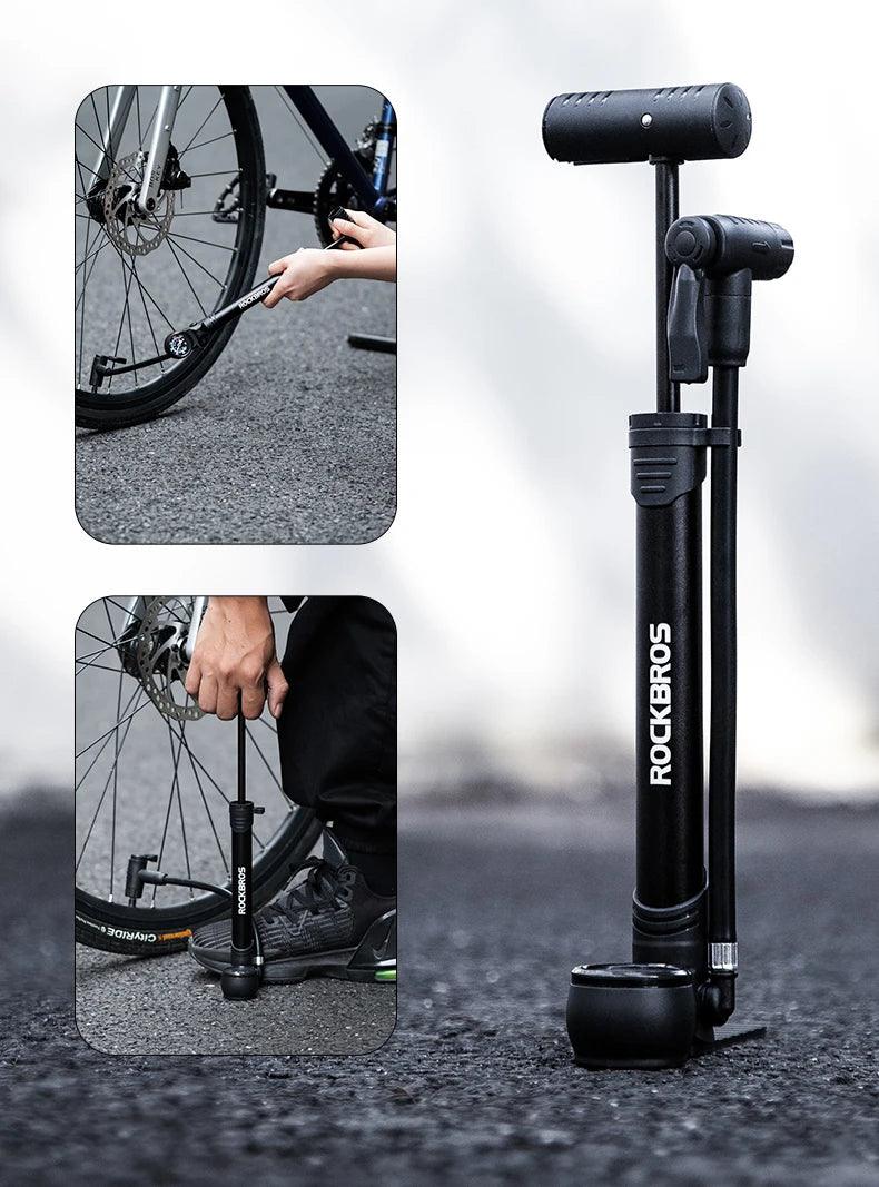 ROCKBROS Bicycle Pump 120 PSI Riding Portable Mini Bike Pump FV/AV Handheld/Vertical Inflation Modes Inflator Cycling Accesories