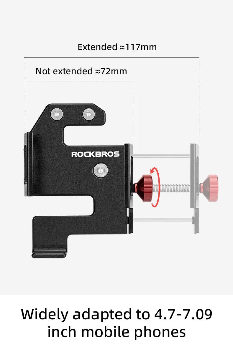 ROCKBROS Bicycle Phone Holder S Clip Ring Holder Aluminum Alloy Anti-Slip for 4.7-7.09inch Phones Moto Motorcycle Stand Bracket