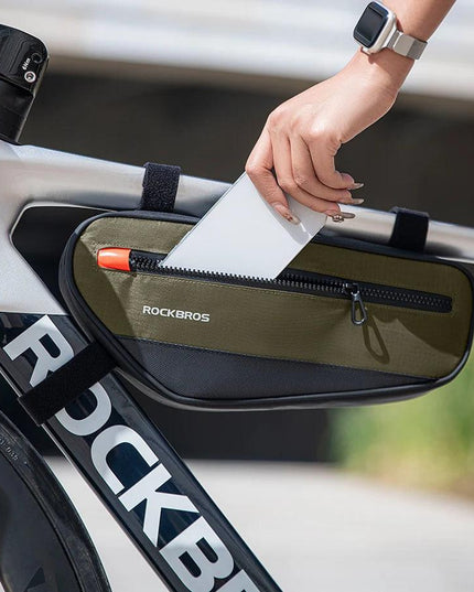 ROCKBROS Bicycle Frame Tube Bag Reflective 1.7L Bike Top Bottom Tube Bag Frame Bag Large Capacity MTB Cycling Pannier Portable