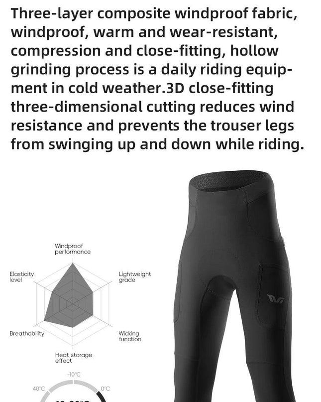 ROCKBROS TVI Series Bicycle Pants Pads Italy Imported Fleece Warm Windproof Tights Leggings High Elasticity Cycling Trousers