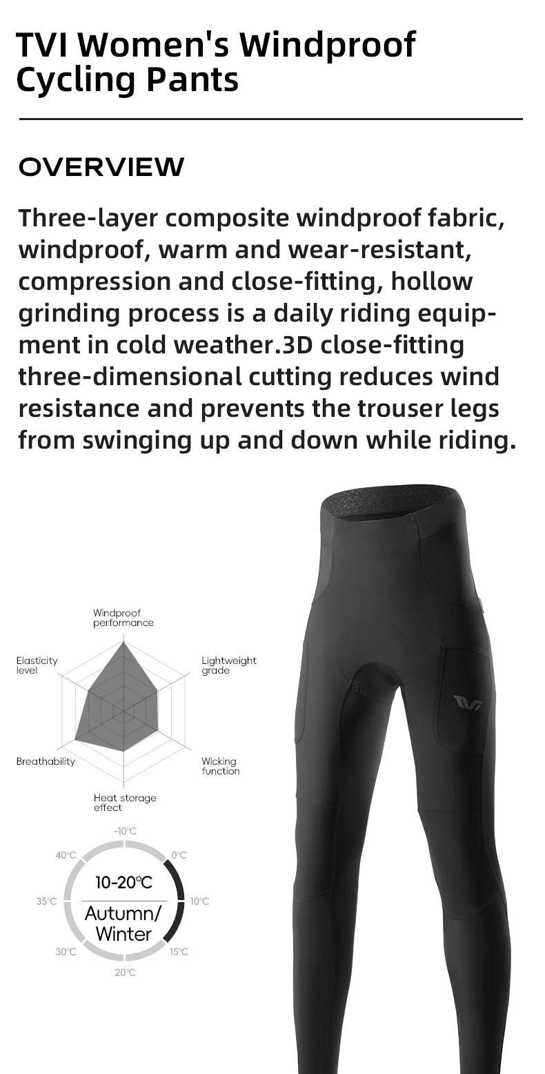 ROCKBROS TVI Series Bicycle Pants Pads Italy Imported Fleece Warm Windproof Tights Leggings High Elasticity Cycling Trousers