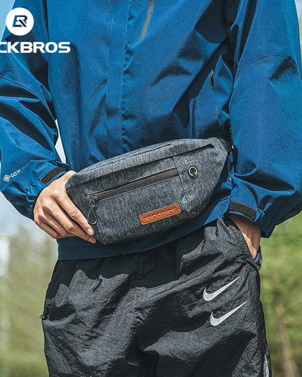 ROCKBROS Cycling Waist Bag 1.5L Multi Compartment Anti-scratch Storage Telephone Chest Bag Headphone Hole Design Bike Accessory