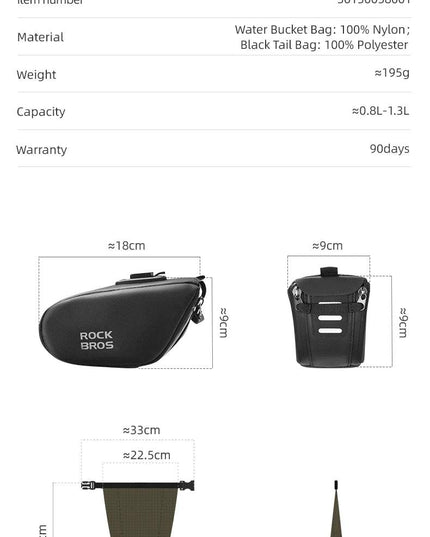 ROCKBROS Cycling Tail Bag Detachable Seat Pack Bag Large Capacity Waterproof Portable Riding Adjustable Bike Bag 0.8L-1.3L