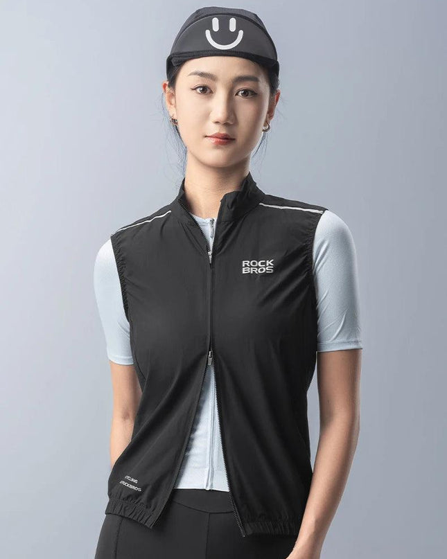 ROCKBROS Cycling Vest for Men Breathable Bicycle Clothing Outdoor Sports Windproof Running Vest Reflective Quick Dry Jersey