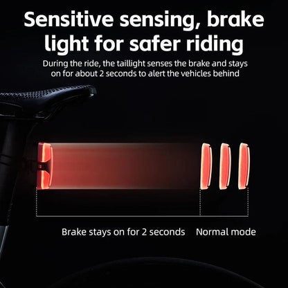 ROCKBROS Bicycle Tail Light Type-C Rechargeable IPX6 Bike Taillight LED Warning Rear Lamp 500mAh Smart Light Sensing Flashlight