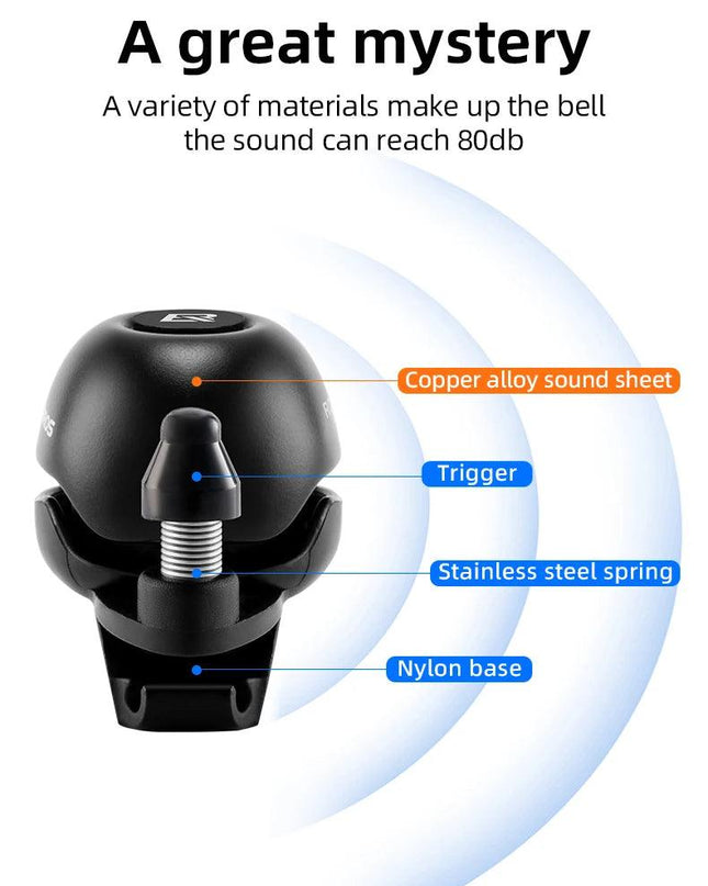 ROCKBROS Creative Bicycle Bell 80DB Copper Alloy Nylon Base Mini Cap Bike Bell for MTB Road Bike Ultra-Light Bicycle Accessories