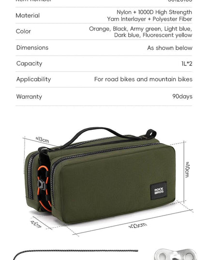 ROCKBROS Bicycle Top Tube Bag 2L Capacity Scratch-Resistant Road Mountain Bike Frame Bag Cycling Tools Bag Stable Elastic Band