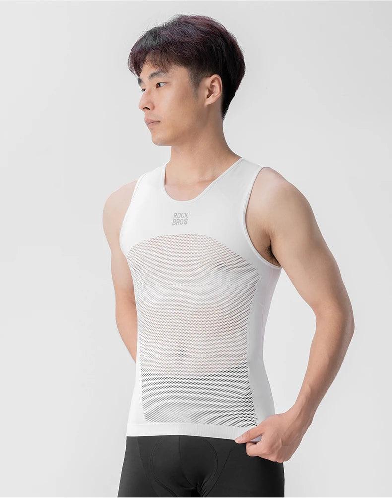 ROCKBROS Cycling Vest High Elastic Cycling Base Layer Sleeveless Bicycle Vest Quick Dry Undershirt Breathable Running Sport