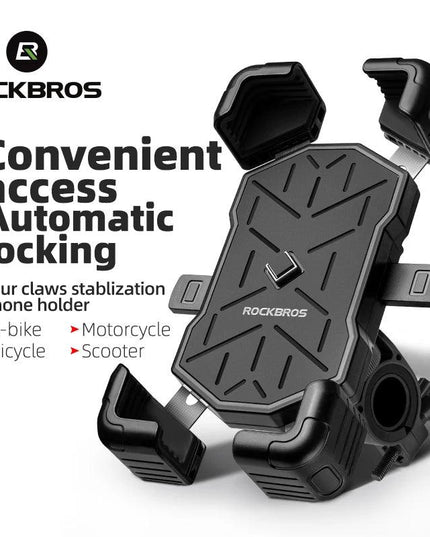 ROCKBROS Bike Phone Holder 360° View Universal Bicycle Phone Holder 4.5-7.2inch Mobile Phone Stand Shockproof Motorcycle Bracket