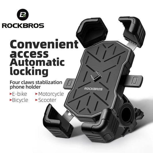 ROCKBROS Bike Phone Holder 360° View Universal Bicycle Phone Holder 4.5-7.2inch Mobile Phone Stand Shockproof Motorcycle Bracket