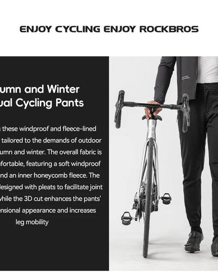 ROCKBROS Winter Thick Fleece Pants Windproof Cycling Pants Men Outdoor Camping Thermal Warm Casual Pants Ski Trousers Sweatpants